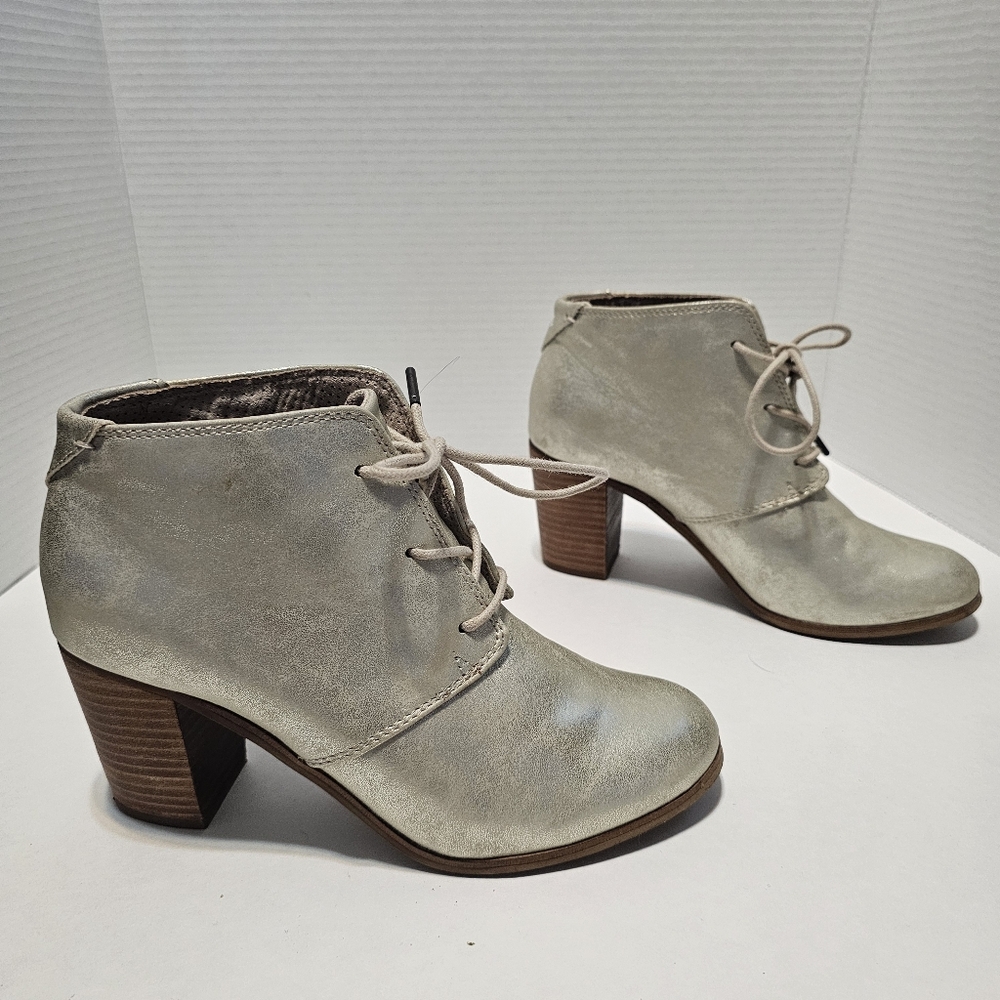 Tom's Ankle Boots Women's Size W8 Silver Heel Booties